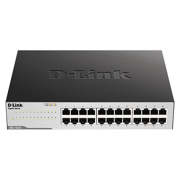 24-port 10/100/1000Base-T Unmanaged PoE+ Switch with 24 PoE ports & 2 Gigabit SFP ports, 250W PoE Power budget.