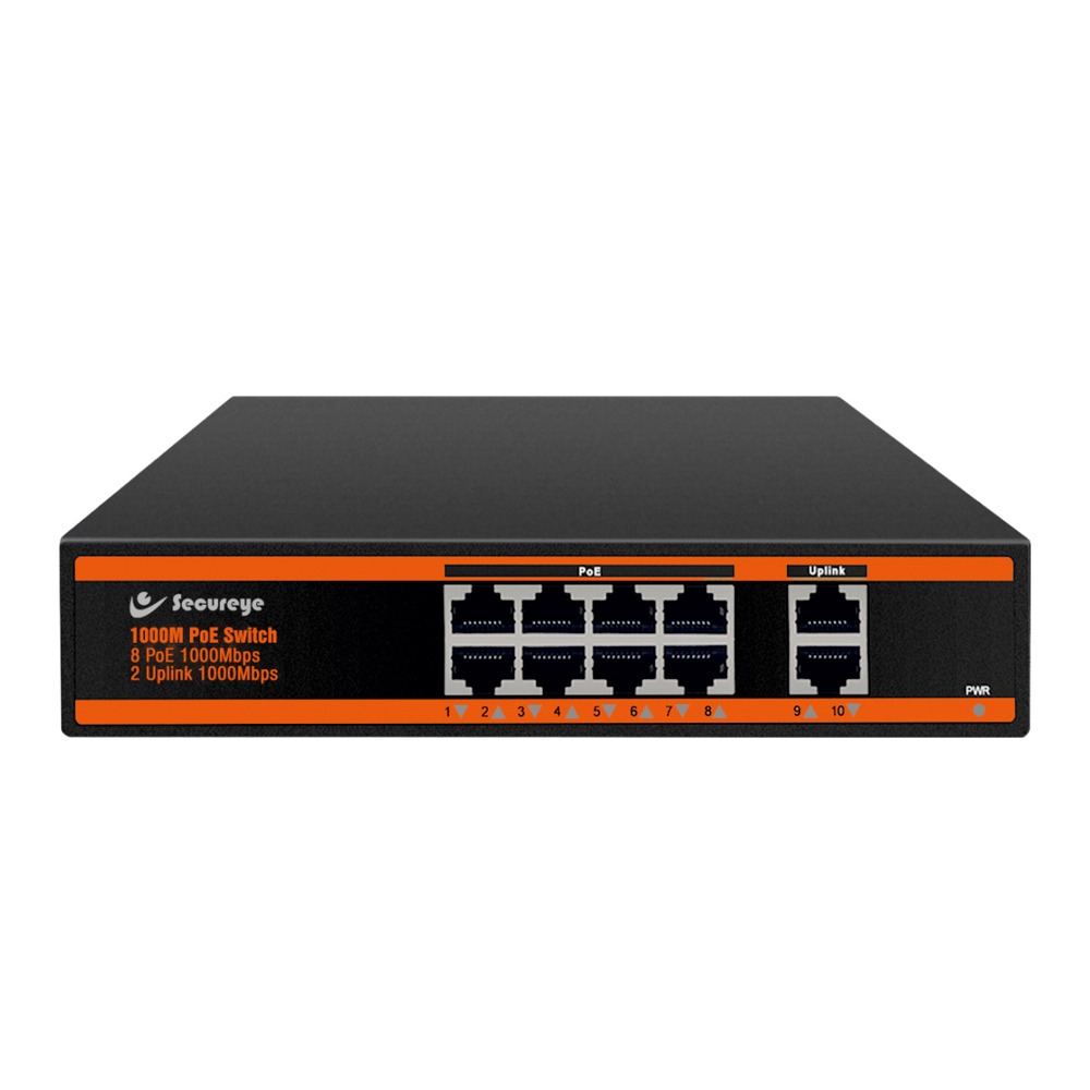8 GE + 2GE with built-in Power Supply POE Switch- S-8GE-2UG-NB